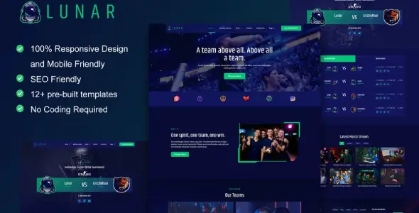 Lunar – Esports & Gaming Elementor Template Kit